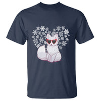 Valentine's Day T Shirt Arctic Snow Fox Heart Glasses Snowflake Animal Lover - Wonder Print Shop
