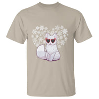 Valentine's Day T Shirt Arctic Snow Fox Heart Glasses Snowflake Animal Lover - Wonder Print Shop