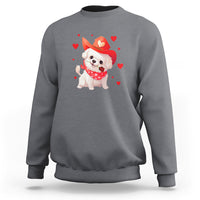 Valentine's Day Sweatshirt Vintage Retro Puppy Dog Cowboy - Wonder Print Shop