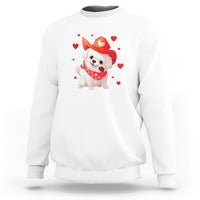 Valentine's Day Sweatshirt Vintage Retro Puppy Dog Cowboy - Wonder Print Shop