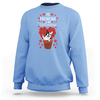 Valentine's Day Sweatshirt My Frenchie Is My Valentine Cute French Bulldog Rose Heart - Wonder Print Shop