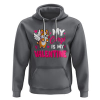 Valentine's Day Hoodie My Corgi Is My Valentine Cute Cupid Dog Rose - Wonder Print Shop