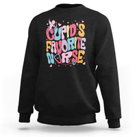 Valentine's Day Sweatshirt Retro Groovy Cupids Favorite Nurse - Wonder Print Shop