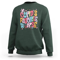 Valentine's Day Sweatshirt Retro Groovy Cupids Favorite Nurse - Wonder Print Shop