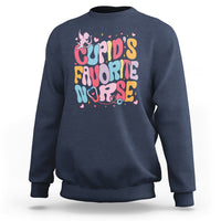 Valentine's Day Sweatshirt Retro Groovy Cupids Favorite Nurse - Wonder Print Shop