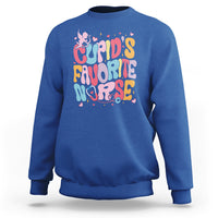 Valentine's Day Sweatshirt Retro Groovy Cupids Favorite Nurse - Wonder Print Shop