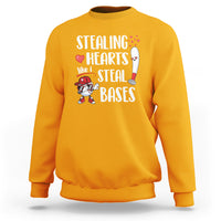 Valentine's Day Sweatshirt Stealing Hearts Like I Steal Bases Funny Baseball - Wonder Print Shop