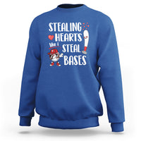 Valentine's Day Sweatshirt Stealing Hearts Like I Steal Bases Funny Baseball - Wonder Print Shop