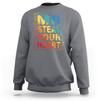 Valentine's Day Sweatshirt Mr Steal Your Heart Funny Rainbow Heart - Wonder Print Shop