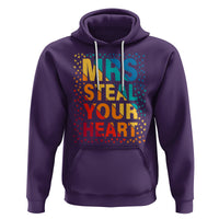 Valentine's Day Hoodie Mrs Steal Your Heart Funny Rainbow Heart - Wonder Print Shop