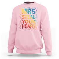 Valentine's Day Sweatshirt Mrs Steal Your Heart Funny Rainbow Heart - Wonder Print Shop