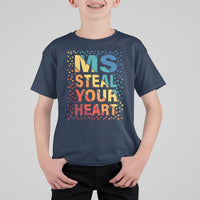 Valentine's Day T Shirt For Kid Ms Steal Your Heart Funny Rainbow Heart - Wonder Print Shop