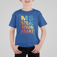 Valentine's Day T Shirt For Kid Ms Steal Your Heart Funny Rainbow Heart - Wonder Print Shop