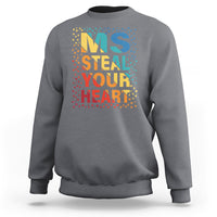 Valentine's Day Sweatshirt Ms Steal Your Heart Funny Rainbow Heart - Wonder Print Shop