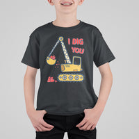 Valentine's Day T Shirt For Kid I Dig You Construction Truck Heart - Wonder Print Shop