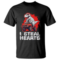 Valentine's Day T Shirt I Steal Hearts Cool Dinosaur Riding Monster Truck - Wonder Print Shop