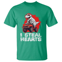 Valentine's Day T Shirt I Steal Hearts Cool Dinosaur Riding Monster Truck - Wonder Print Shop