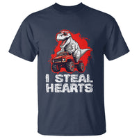 Valentine's Day T Shirt I Steal Hearts Cool Dinosaur Riding Monster Truck - Wonder Print Shop