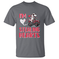 Valentine's Day T Shirt I Steal Hearts Cute Dinosaur Riding Monster Truck - Wonder Print Shop