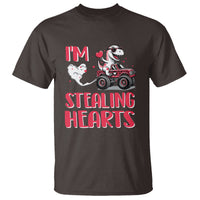 Valentine's Day T Shirt I Steal Hearts Cute Dinosaur Riding Monster Truck - Wonder Print Shop