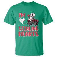 Valentine's Day T Shirt I Steal Hearts Cute Dinosaur Riding Monster Truck - Wonder Print Shop