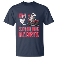 Valentine's Day T Shirt I Steal Hearts Cute Dinosaur Riding Monster Truck - Wonder Print Shop