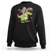 Valentine's Day Sweatshirt Skeleton Riding Dinosaur Rose Bouquet - Wonder Print Shop