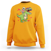 Valentine's Day Sweatshirt Skeleton Riding Dinosaur Rose Bouquet - Wonder Print Shop