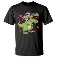 Valentine's Day T Shirt Skeleton Riding Dinosaur Rose Bouquet - Wonder Print Shop