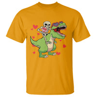 Valentine's Day T Shirt Skeleton Riding Dinosaur Rose Bouquet - Wonder Print Shop