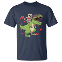 Valentine's Day T Shirt Skeleton Riding Dinosaur Rose Bouquet - Wonder Print Shop
