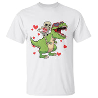 Valentine's Day T Shirt Skeleton Riding Dinosaur Rose Bouquet - Wonder Print Shop