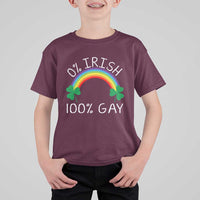 Funny St. Patrick's Day LGBT T Shirt For Kid 0 Irish 100 Gay Rainbow Shamrock