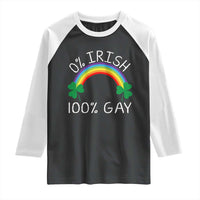 Funny St. Patrick's Day LGBT Raglan Shirt 0 Irish 100 Gay Rainbow Shamrock