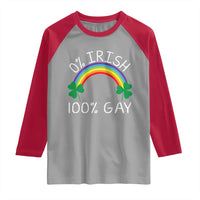 Funny St. Patrick's Day LGBT Raglan Shirt 0 Irish 100 Gay Rainbow Shamrock