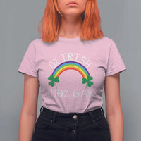 Funny St. Patrick's Day LGBT T Shirt For Women 0 Irish 100 Gay Rainbow Shamrock