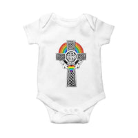 Rainbow Celtic Claddagh Cross Baby Onesie