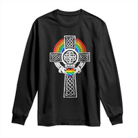 Rainbow Celtic Claddagh Cross Long Sleeve Shirt