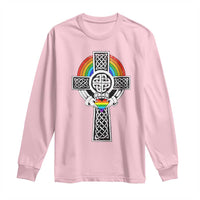 Rainbow Celtic Claddagh Cross Long Sleeve Shirt