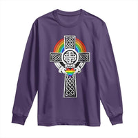 Rainbow Celtic Claddagh Cross Long Sleeve Shirt