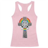 Rainbow Celtic Claddagh Cross Racerback Tank Top