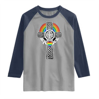 Rainbow Celtic Claddagh Cross Raglan Shirt