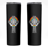 Rainbow Celtic Claddagh Cross Skinny Tumbler