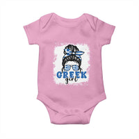 Greek Girl Pride Baby Onesie Proud Greece Messy Bun Girl