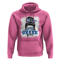 Greek Girl Pride Hoodie Proud Greece Messy Bun Girl
