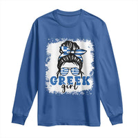 Greek Girl Pride Long Sleeve Shirt Proud Greece Messy Bun Girl