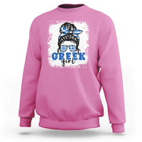 Greek Girl Pride Sweatshirt Proud Greece Messy Bun Girl