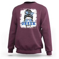 Greek Girl Pride Sweatshirt Proud Greece Messy Bun Girl