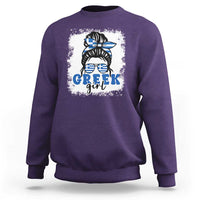 Greek Girl Pride Sweatshirt Proud Greece Messy Bun Girl