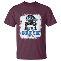 Greek Girl Pride T Shirt Proud Greece Messy Bun Girl